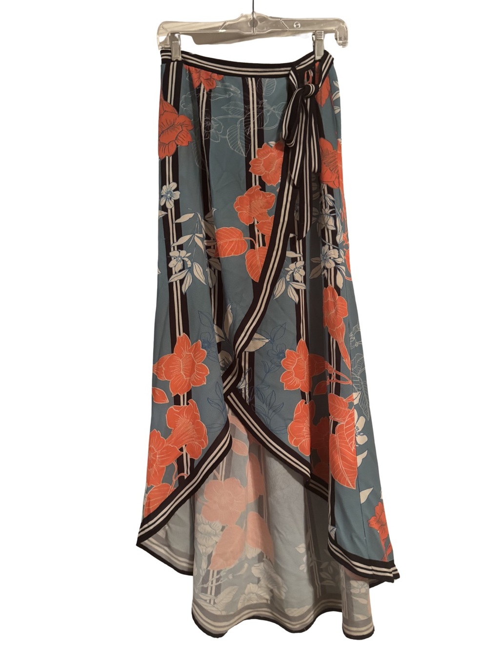Flying Tomato Floral Wrap Skirt Set - Slate Blue & Coral - Picture 4 of 5